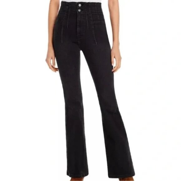 We The Free Pants - Free People Jayde Seamed Corduroy Flare Pants Size 31 Black